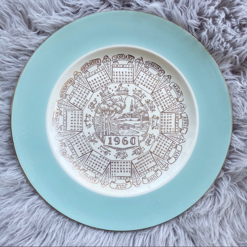 Vintage Astrology Date Baby Blue Plate